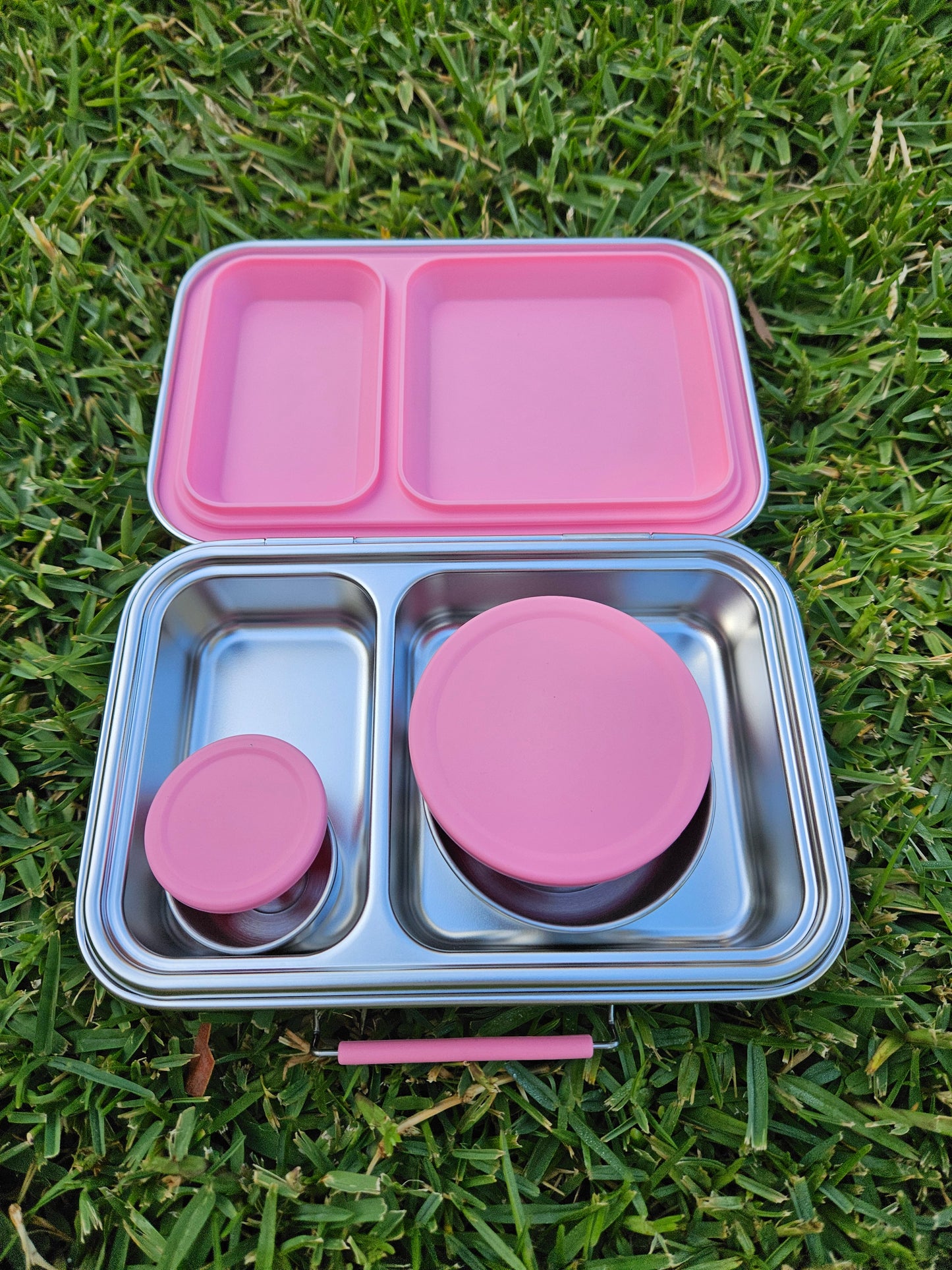 Stainless Steel Lunch Box | 2 Compartments + 2 EXTRA Pots