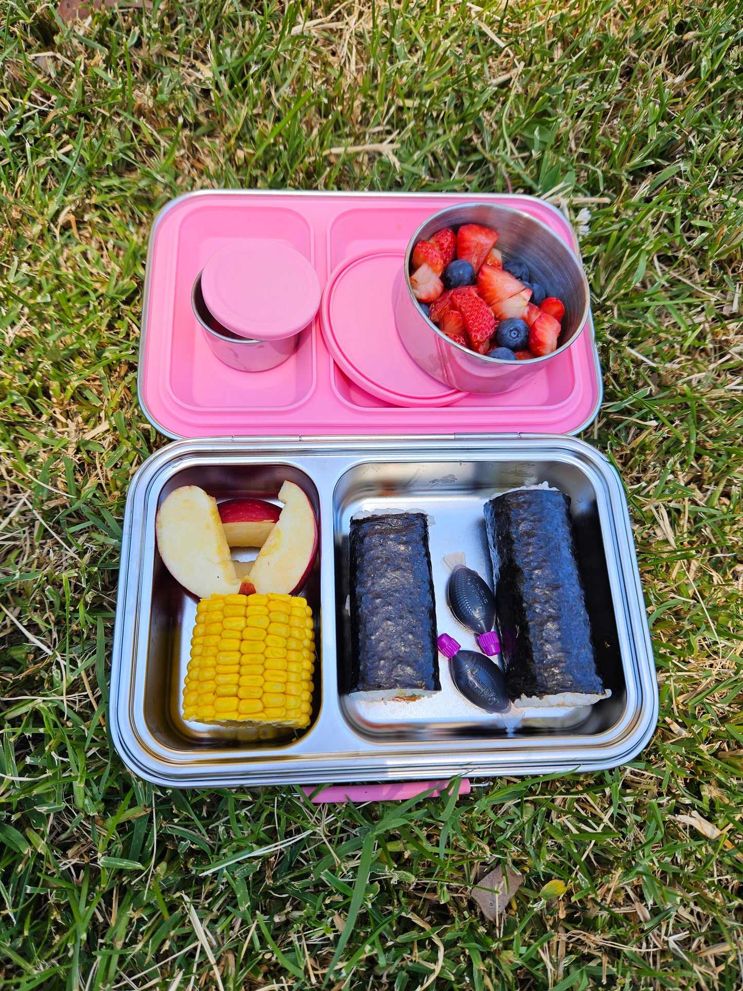 Stainless Steel Lunch Box | 2 Compartments + 2 EXTRA Pots